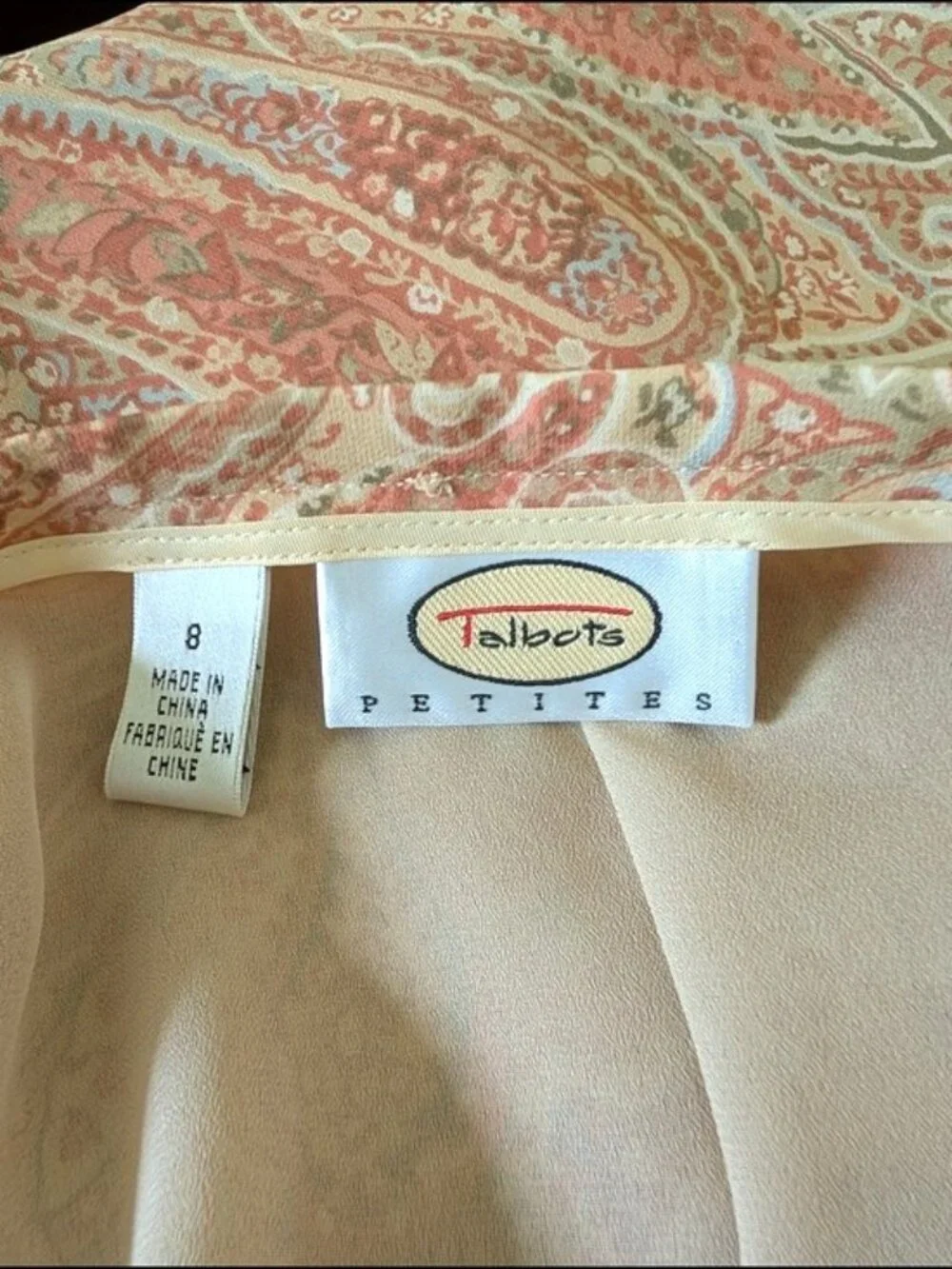 Like New Talbots 100% Silk Faux Wrap Paisley Skirt‎ Size 8